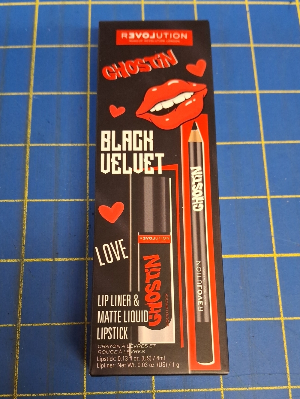 Revolution Ghostin Black Velvet Lip Liner & Matte Liquid Lipstick - Black Velvet